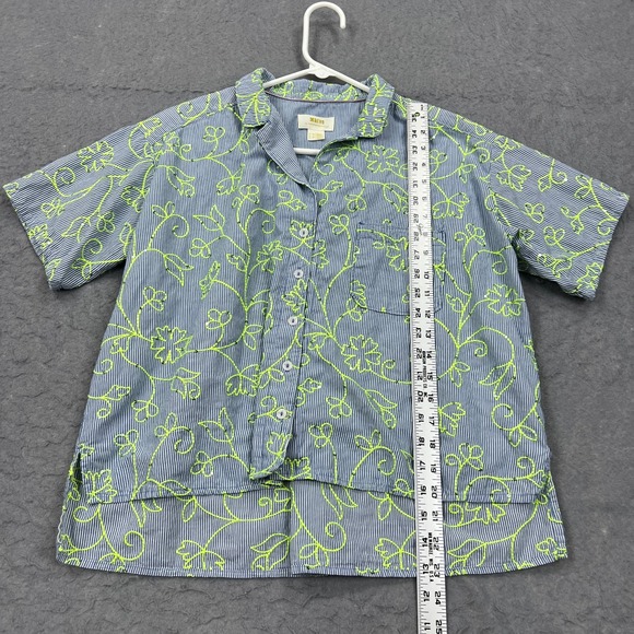Maeve Anthropologie Clarissa Blouse Women's 6 Blue Striped Floral Button Up Top* - Picture 6 of 11